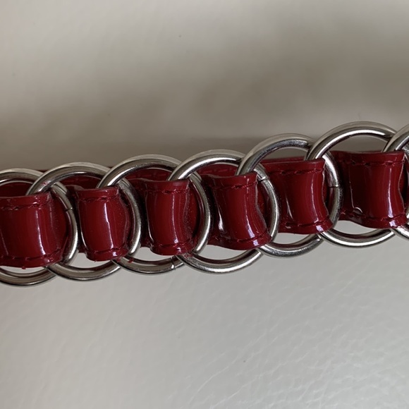 Vintage Red Patent Belt with Bow and Silver Hardware - Picture 3 of 5